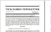 Vick Family Newsletter