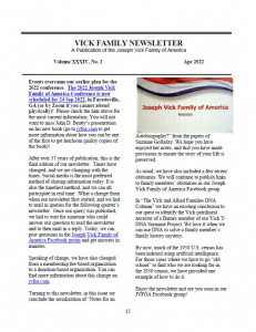 Apr 2022 Newsletter Vol XXXIV No 2 [JVFOA Members Only] - Newsletters