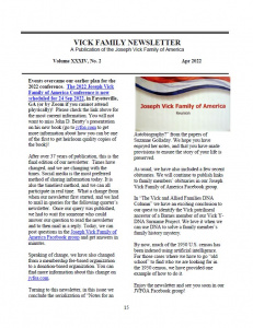 Apr 2022 Newsletter Vol XXXIV No 2